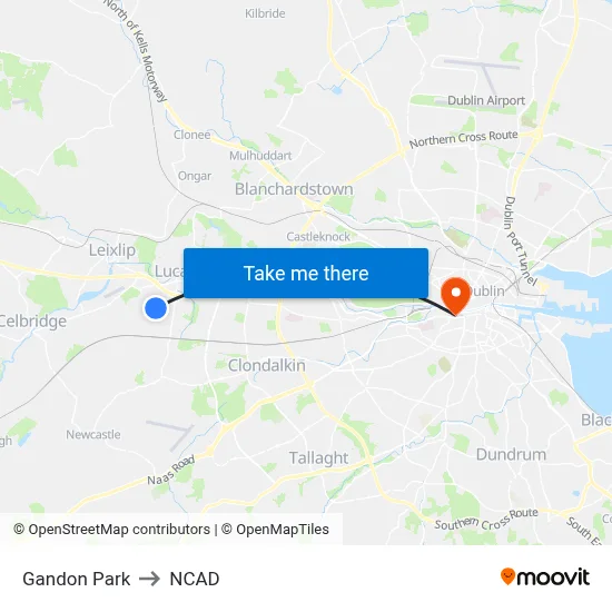 Gandon Park to NCAD map