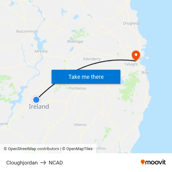 Cloughjordan to NCAD map