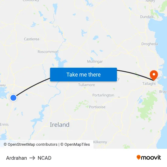 Ardrahan to NCAD map