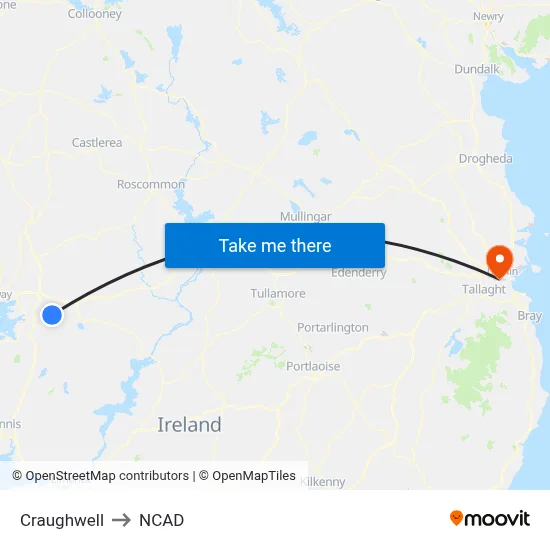 Craughwell to NCAD map