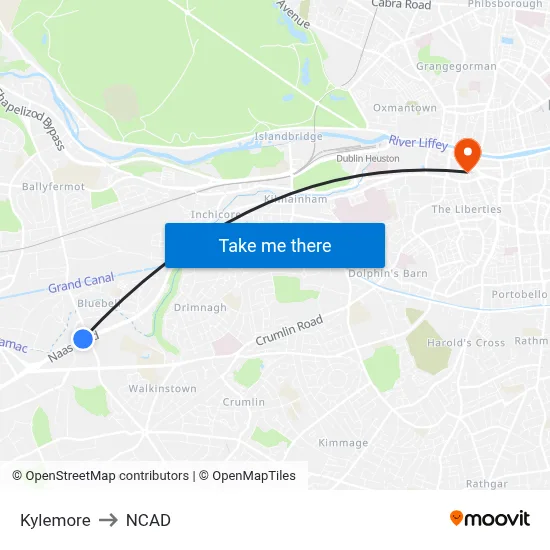 Kylemore to NCAD map
