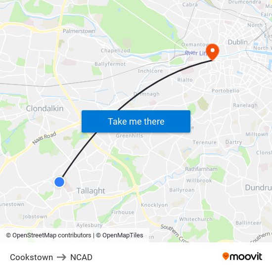 Cookstown to NCAD map