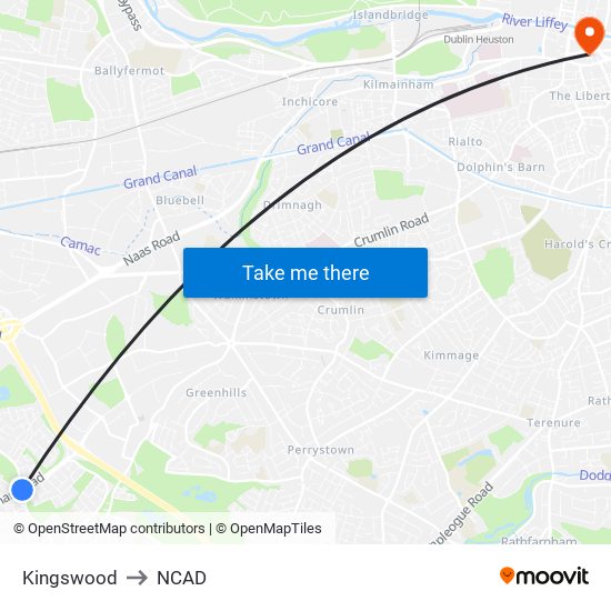 Kingswood to NCAD map