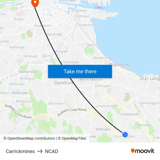 Carrickmines to NCAD map