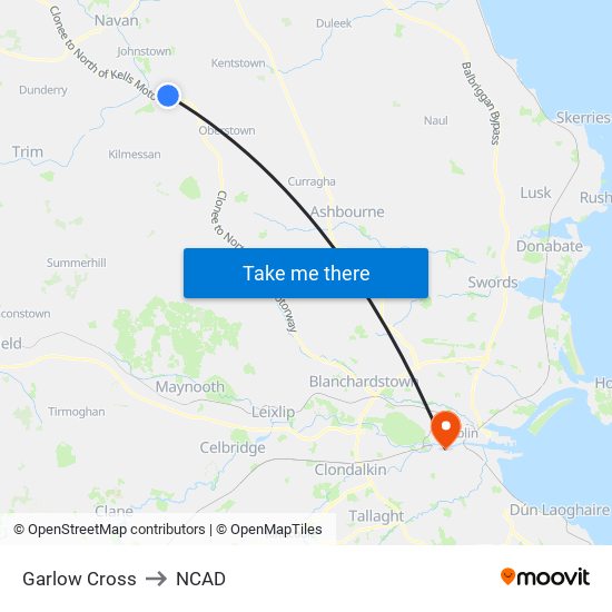 Garlow Cross to NCAD map
