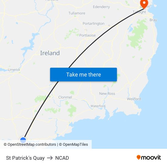 St Patrick's Quay to NCAD map