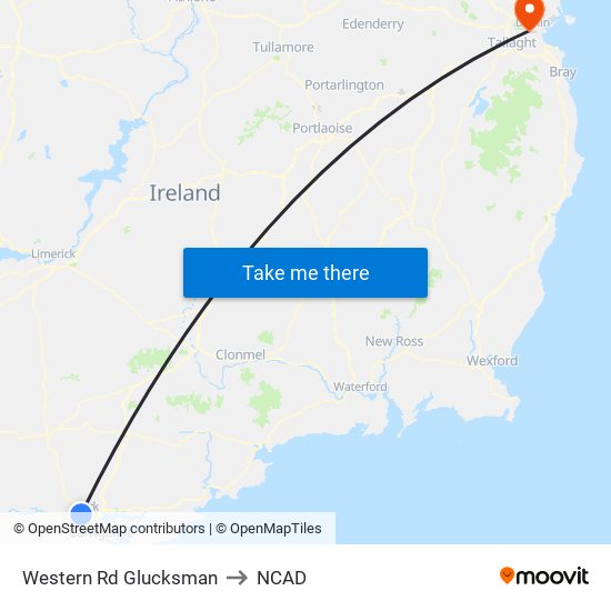 Western Rd Glucksman to NCAD map