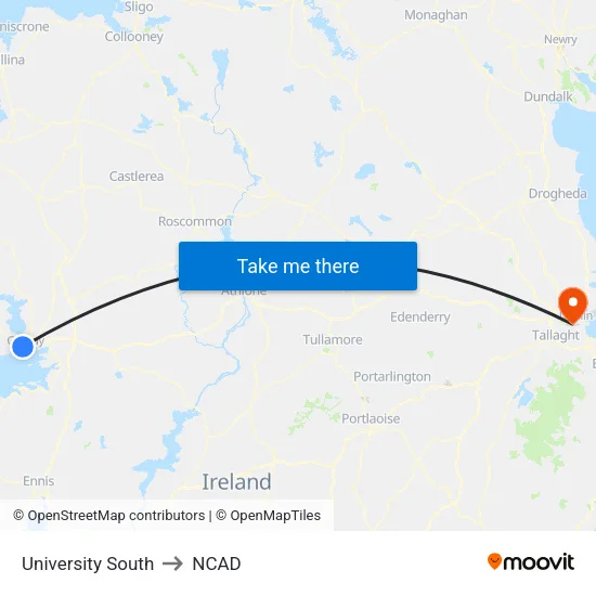 University South to NCAD map