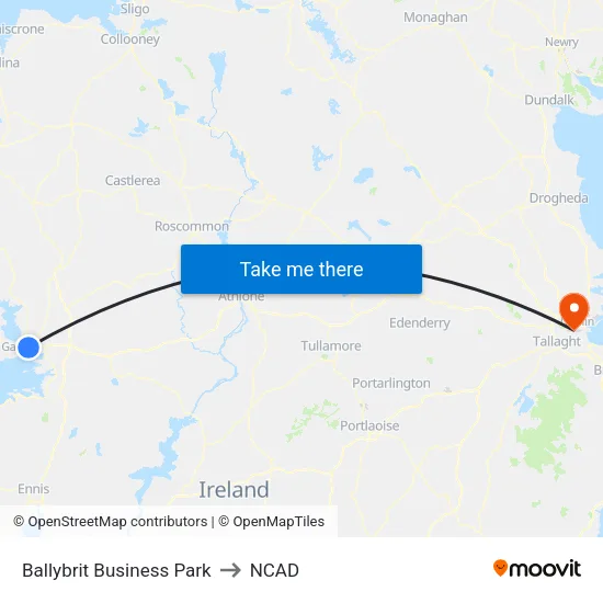 Ballybrit Business Park to NCAD map
