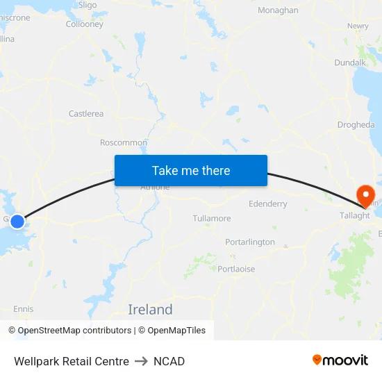 Wellpark Retail Centre to NCAD map