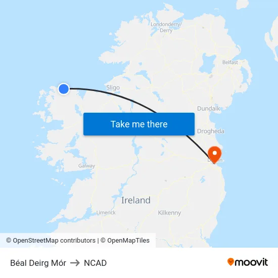 Béal Deirg Mór to NCAD map