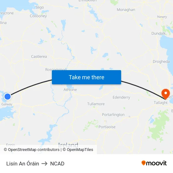 Lisín An Óráin to NCAD map
