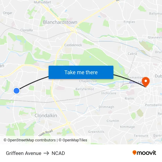Griffeen Avenue to NCAD map