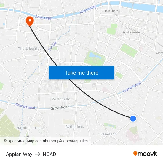 Appian Way to NCAD map