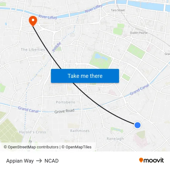 Appian Way to NCAD map