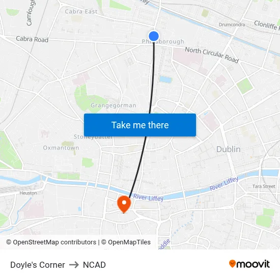 Doyle's Corner to NCAD map