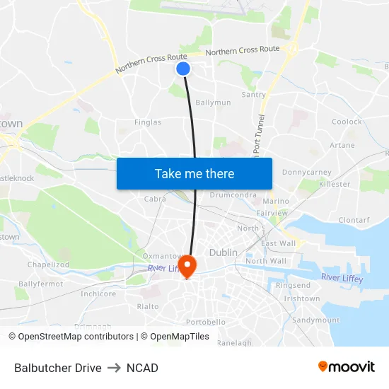 Balbutcher Drive to NCAD map