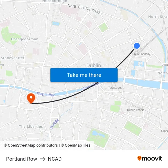 Portland Row to NCAD map