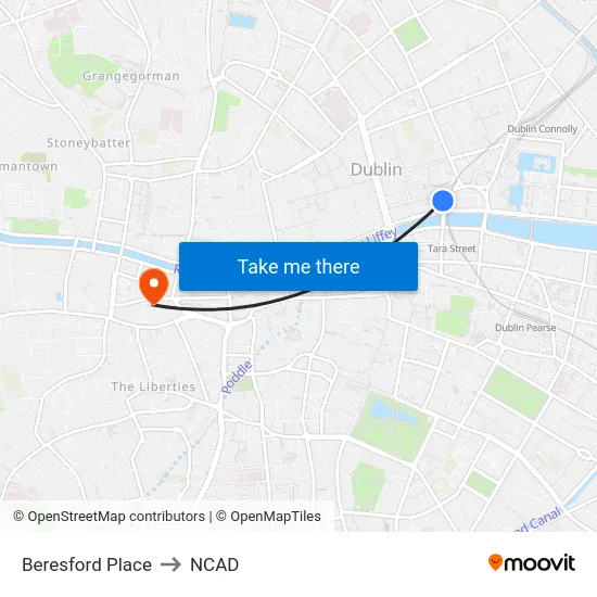 Beresford Place to NCAD map