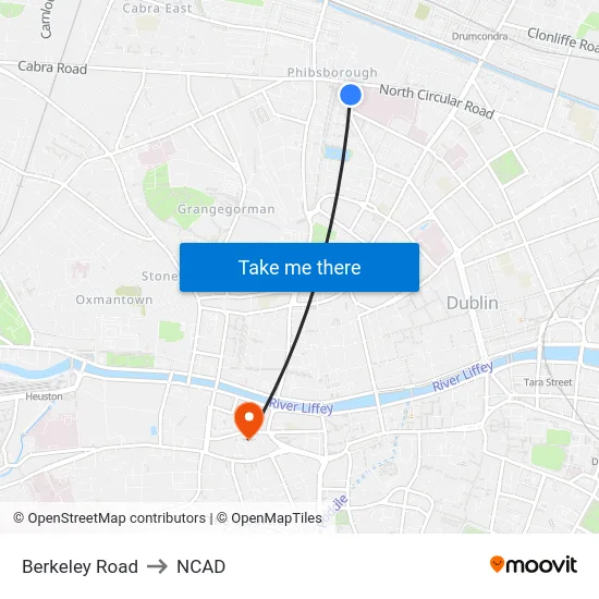 Berkeley Road to NCAD map