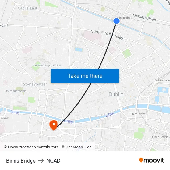 Binns Bridge to NCAD map