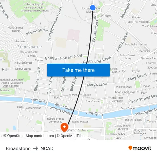 Broadstone to NCAD map
