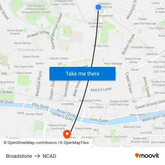 Broadstone to NCAD map