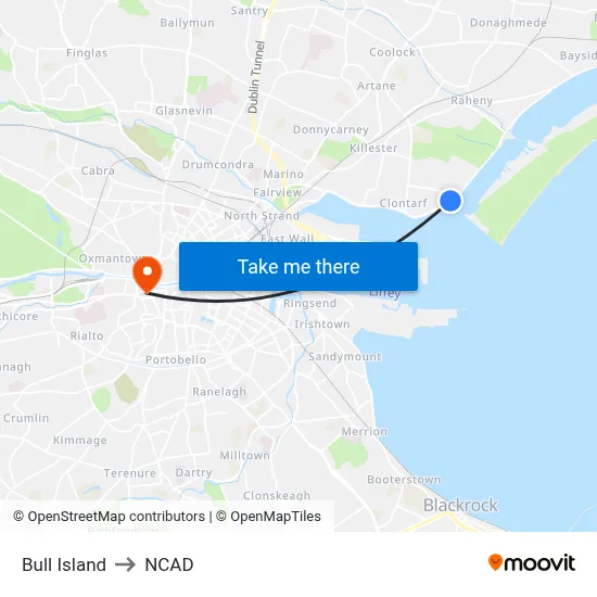 Bull Island to NCAD map