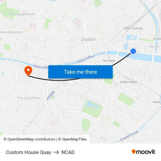Custom House Quay to NCAD map