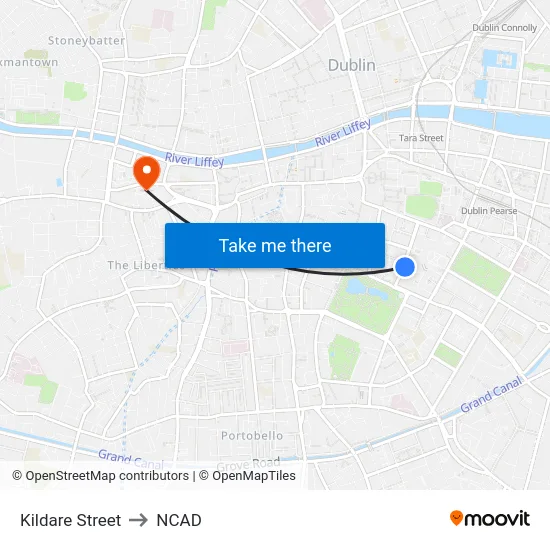 Kildare Street to NCAD map