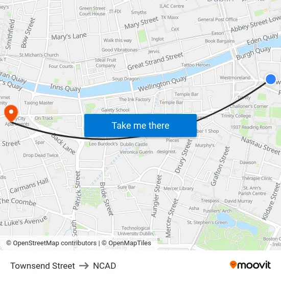 Townsend Street to NCAD map