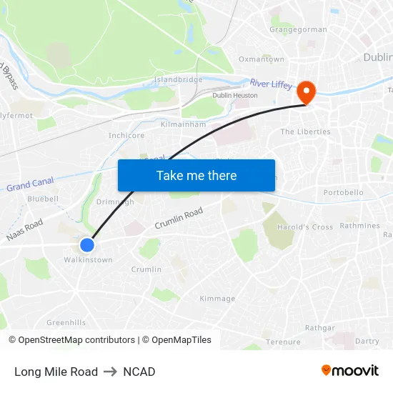 Long Mile Road to NCAD map