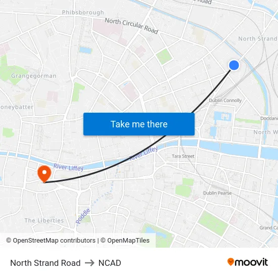 North Strand Road to NCAD map