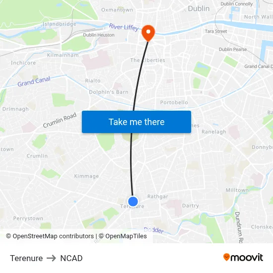Terenure to NCAD map