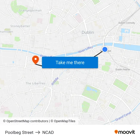 Poolbeg Street to NCAD map