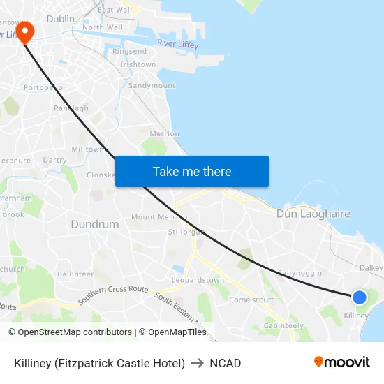 Killiney (Fitzpatrick Castle Hotel) to NCAD map