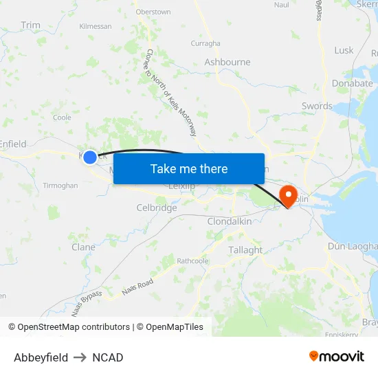 Abbeyfield to NCAD map
