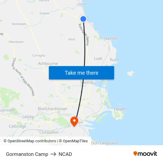 Gormanston Camp to NCAD map