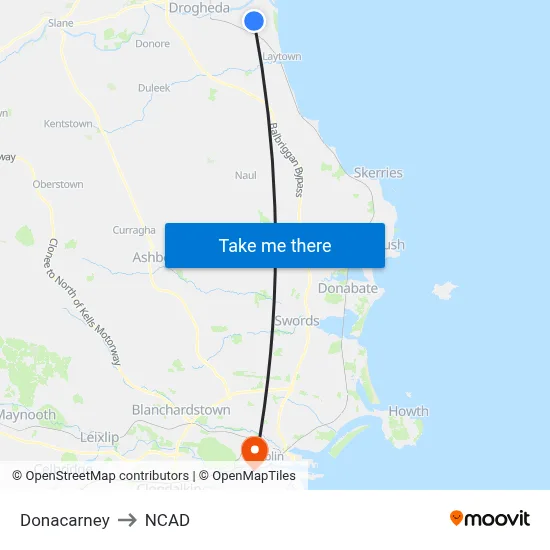 Donacarney to NCAD map