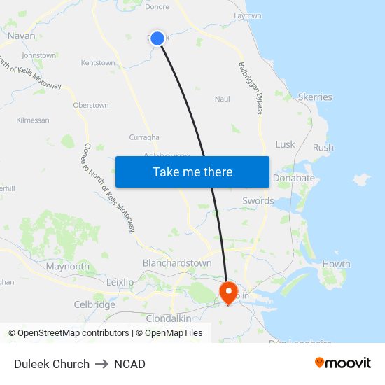 Duleek Church to NCAD map