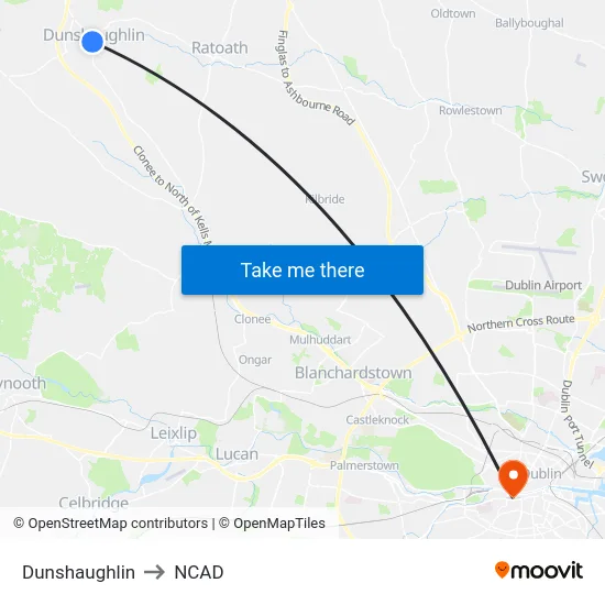 Dunshaughlin to NCAD map