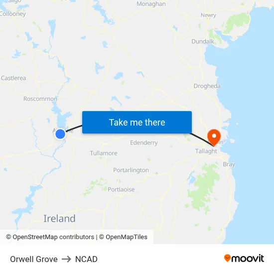 Orwell Grove to NCAD map