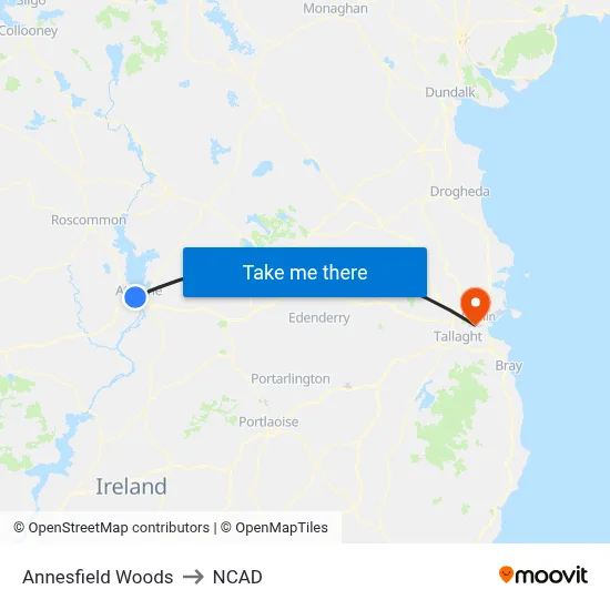 Annesfield Woods to NCAD map