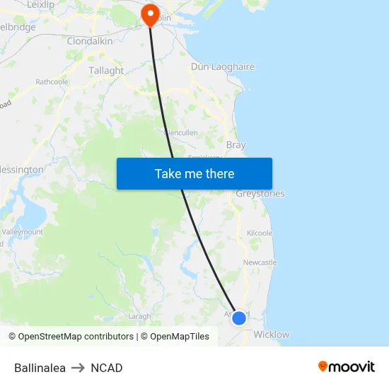 Ballinalea to NCAD map