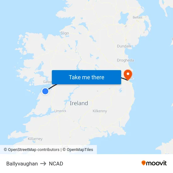 Ballyvaughan to NCAD map