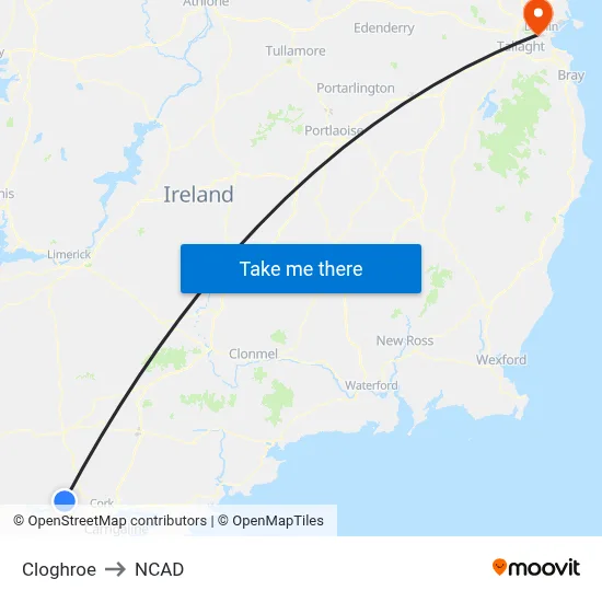 Cloghroe to NCAD map