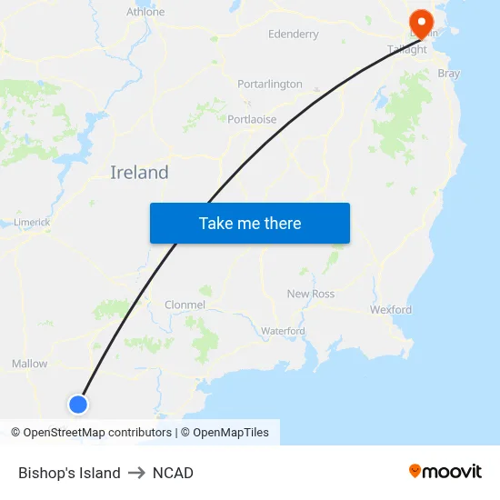 Bishop's Island to NCAD map