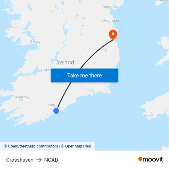 Crosshaven to NCAD map