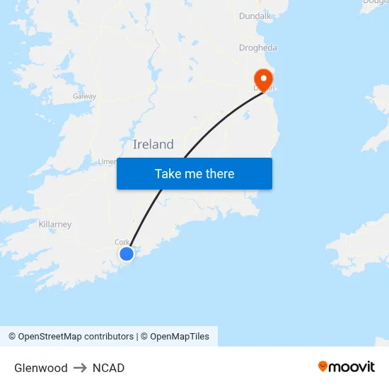 Glenwood to NCAD map