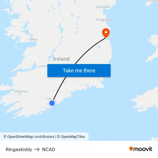 Ringaskiddy to NCAD map